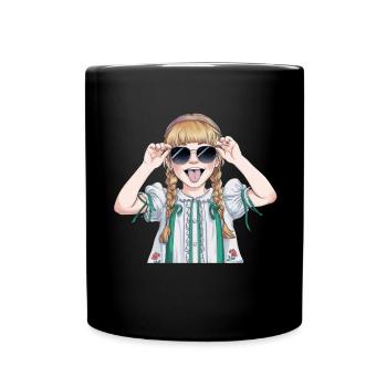 Cooles Mädchen Mit Sonnenbrille Und Zöpfen - Tasse einfarbig - Schwarz - Vorne