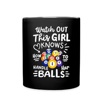 Billard Billardspielerin - Tasse einfarbig - Schwarz - Vorne