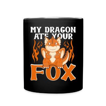 my dragon ate you fox - Full Colour Mug - black - Front