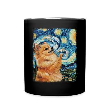 Chien de Poméranie Peinture Nuit Étoilée - Mug uni - noir - Devant