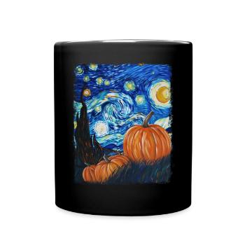 Peinture d’étoile filante de citrouille - Mug uni - noir - Devant