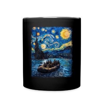 Rafting Rivière Paddle Nuit étoilée Peinture - Mug uni - noir - Devant