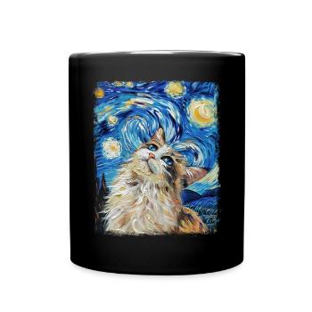 Ragdoll Cat Starry Night Painting - Full Colour Mug - black - Front