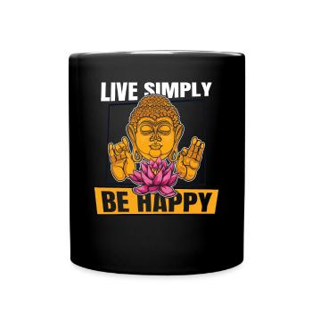 Lebe einfach glücklich Buddhistische Statue Symbol - Tasse einfarbig - Schwarz - Vorne