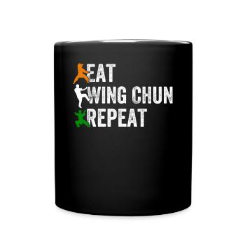 Eat Wing Chun Repeat - Funny Wing Chun - Full Colour Mug - black - Front