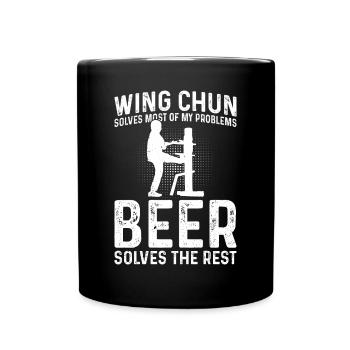 Wing Chun solves most of my problems, beer solves - Full Colour Mug - black - Front
