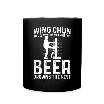 Wing Chun solves most of my problems, beer drowns - Full Colour Mug - black - Front