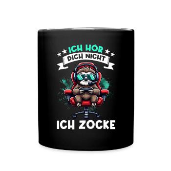 Ich Kann Dich Nicht Hören Ich Zocke Faultier - Tasse einfarbig - Schwarz - Vorne