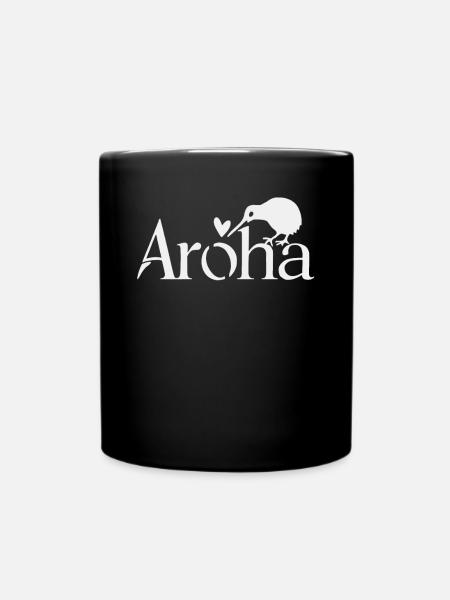 Aroha Neuseeland Souvenir Kiwi Herz - Tasse einfarbig - Schwarz
