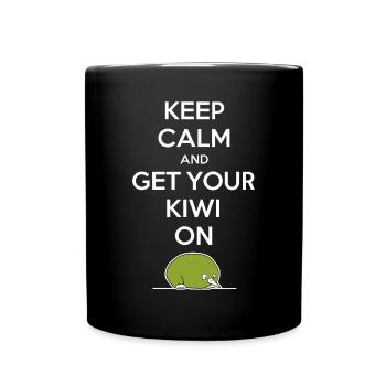Neuseeland Souvenir: Keep Calm And Get Your Kiwi - Tasse einfarbig - Schwarz - Vorne