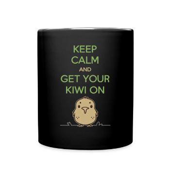 New Zealand Souvenir: Keep Calm And Get Your Kiwi - Tasse einfarbig - Schwarz - Vorne