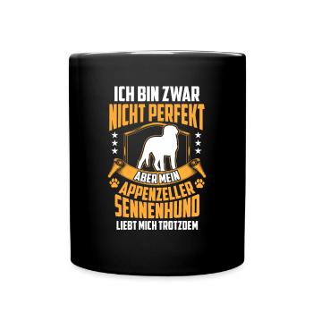 Sennenhund liebt mich Appenzeller Sennenhund - Tasse einfarbig - Schwarz - Vorne
