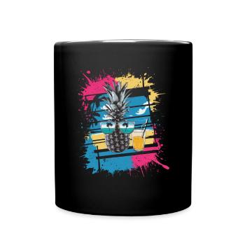 Sun Beach Ananas - Tropisch und Erfrischend - Tasse einfarbig - Schwarz - Vorne