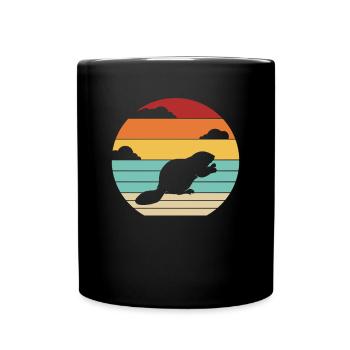 Retro Eurasischer Castor Canadensis Nordamerikanisch - Tasse einfarbig - Schwarz - Vorne