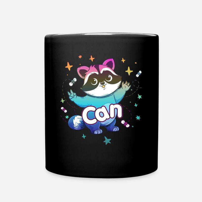 CAN - Beautiful boy name with cute raccoon - Full Colour Mug - black