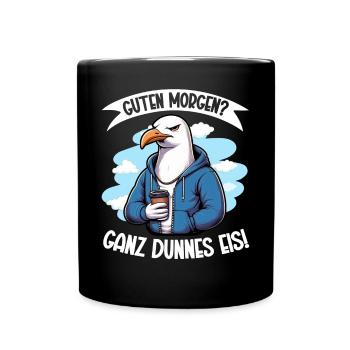 Bonjour? très mince glace mouettes drôle - Mug uni - noir - Devant