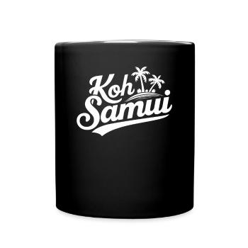 Koh Samui Souvenir Palm Trees Beach Design - Full Colour Mug - black - Front
