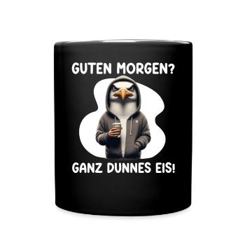 Bonjour? très mince glace mouettes drôle - Mug uni - noir - Devant