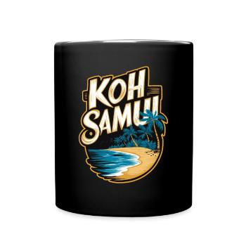 Koh Samui souvenir beach and palm trees - Full Colour Mug - black - Front