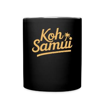 Koh Samui Souvenir with Palm Tree Motif - Full Colour Mug - black - Front
