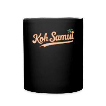 Koh Samui Souvenir Palm Trees and Sun - Full Colour Mug - black - Front