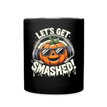 Funny Halloween Pumpkin - Let's Get Smashed - Full Colour Mug - black - Front