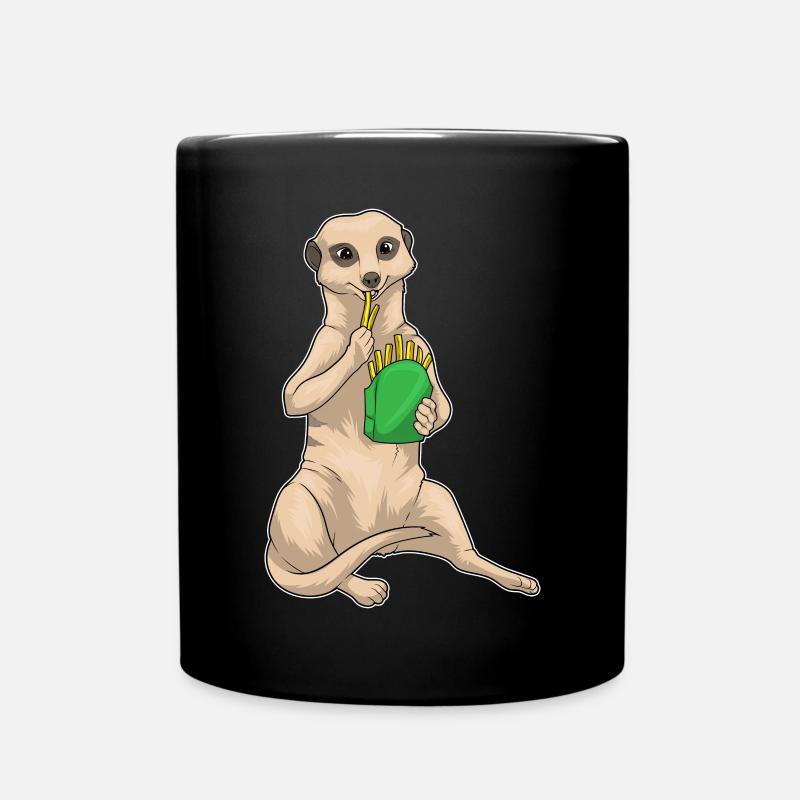 Erdmännchen Pommes frites - Tasse einfarbig - Schwarz