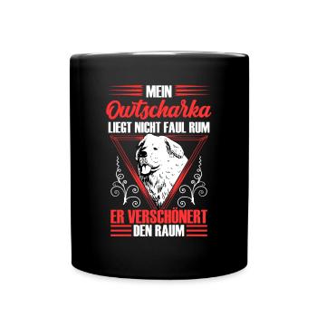 Ovcharka is not lazy Caucasian Ovcharka - Full Colour Mug - black - Front