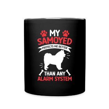 Samojede beschützt mich Samojedenspitz Samojede - Tasse einfarbig - Schwarz - Vorne