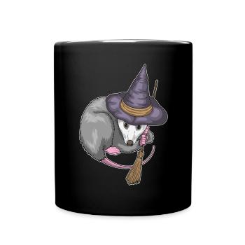 Beutelratte Hexe Besen - Tasse einfarbig - Schwarz - Vorne