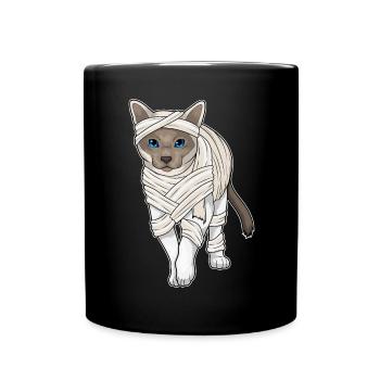 Siamese Cat Halloween Mummy - Full Colour Mug - black - Front