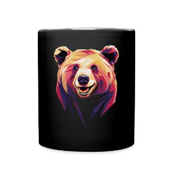 Colorful Polygonal Bear Head Artwork - Full Colour Mug - black - Front