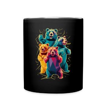 Famille d’ours Low Poly colorés - Mug uni - noir - Devant