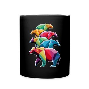 Colorful Low Poly Bears in Rainbow Colors - Full Colour Mug - black - Front