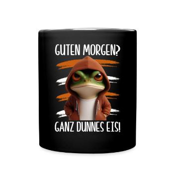Good morning? Very Thin Ice Frog Frog Funnier - Full Colour Mug - black - Front
