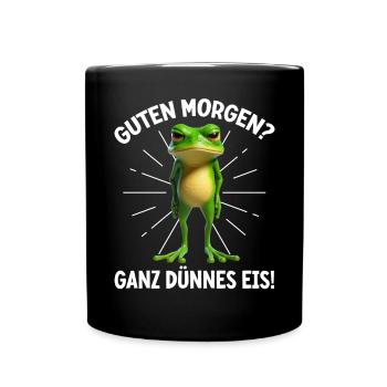 Good morning? Very Thin Ice Frog Frog Funnier - Full Colour Mug - black - Front