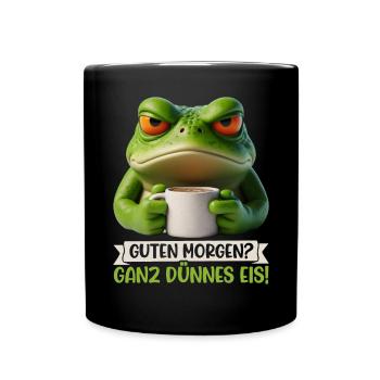Good morning? Very Thin Ice Frog Frog Funnier - Full Colour Mug - black - Front