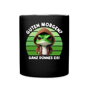 Good morning? Very Thin Ice Frog Frog Funnier - Full Colour Mug - black - Front