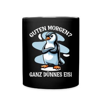 Bonjour très mince glace ami pingouin - Mug uni - noir - Devant