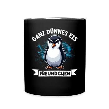 très mince glace ami drôle pingouin - Mug uni - noir - Devant
