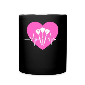 Herzschlag Darts Lustiger Dart Spruch Dartspieler - Tasse einfarbig - Schwarz - Vorne