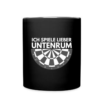 Dartspieler Lustiger Dart Spruch - Ich Spiele - Tasse einfarbig - Schwarz - Vorne