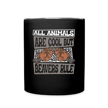 Alle Tiere sind cool, aber Biber herrschen Eurasisch - Tasse einfarbig - Schwarz - Vorne