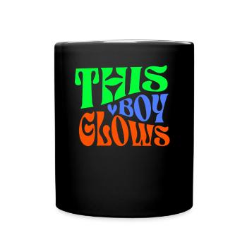 This Boy Glows Men's 80s Disco Boys Glow Day - Tasse einfarbig - Schwarz - Vorne