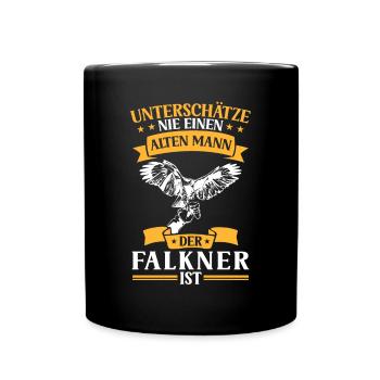 Alter Mann der Falkner ist Beizjagd Falknerei - Tasse einfarbig - Schwarz - Vorne