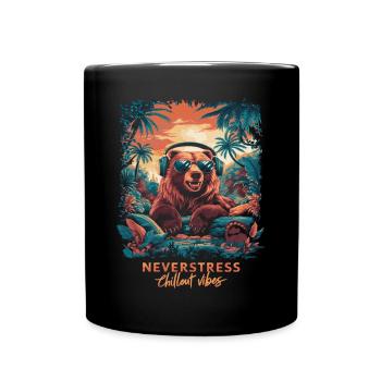 Bear Chillout Vibes Design: Relaxed and Stylish - Full Colour Mug - black - Front