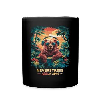 Bear Chillout Vibes Design: Relaxed and Stylish - Full Colour Mug - black - Front