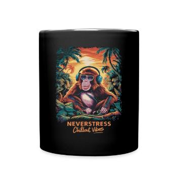 Monkey Chillout Vibes Design Relaxed and Stylish - Full Colour Mug - black - Front