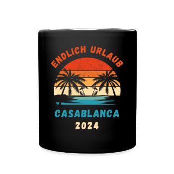 Casablanca Urlaub 2024 Marokko Reise Idee - Tasse einfarbig - Schwarz - Vorne
