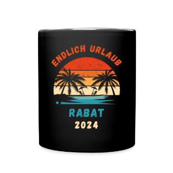 Rabat Urlaub 2024 Marokko Reise Idee - Tasse einfarbig - Schwarz - Vorne